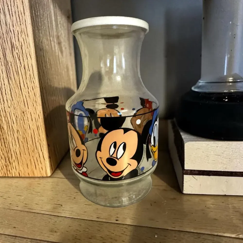 Vintage Anchor Hocking Walt Disney Glass Juice Carafe Pitcher with Lid